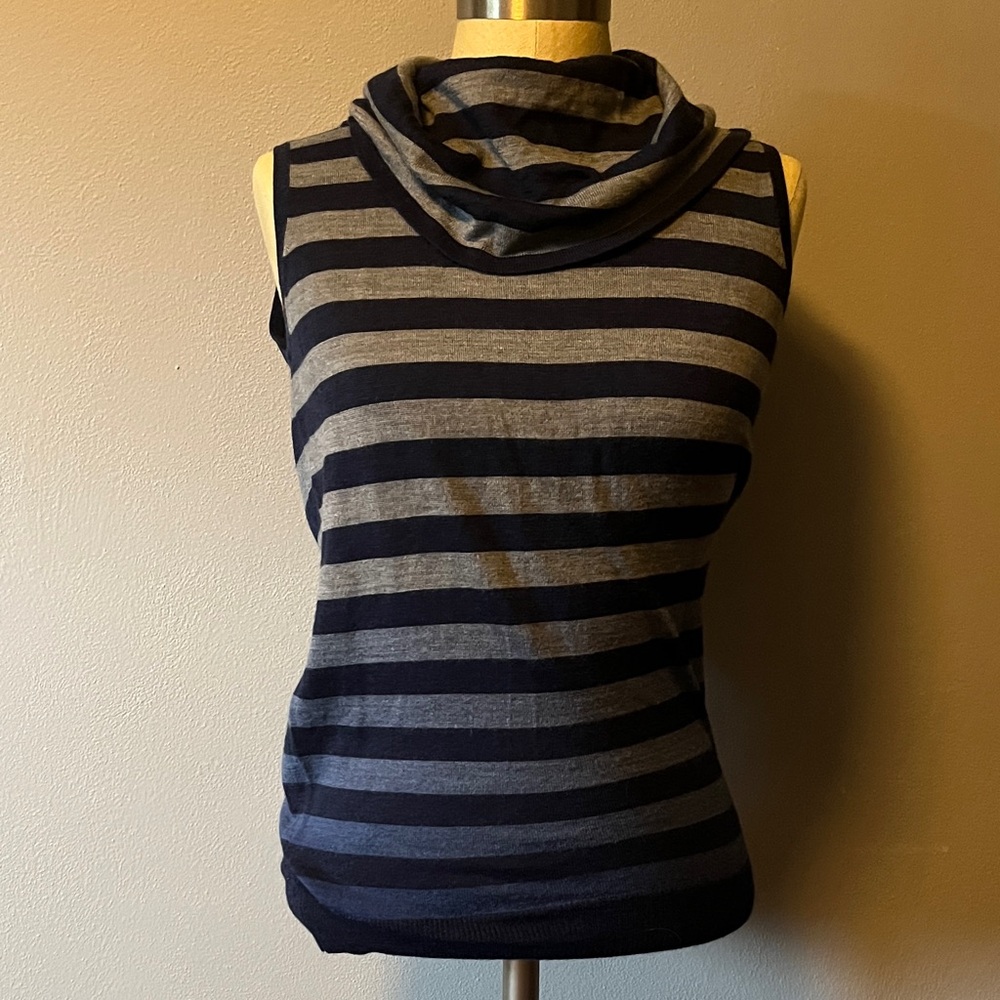 Striped Navy and Gray Women's Sweater
